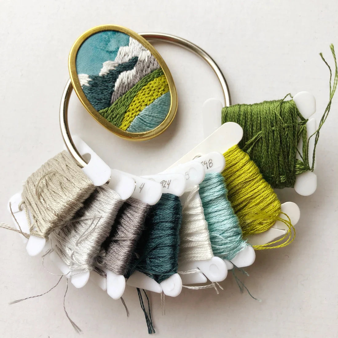 PNW Mountain Landscape Pendant- DIY Beginner Embroidery Craft Kit