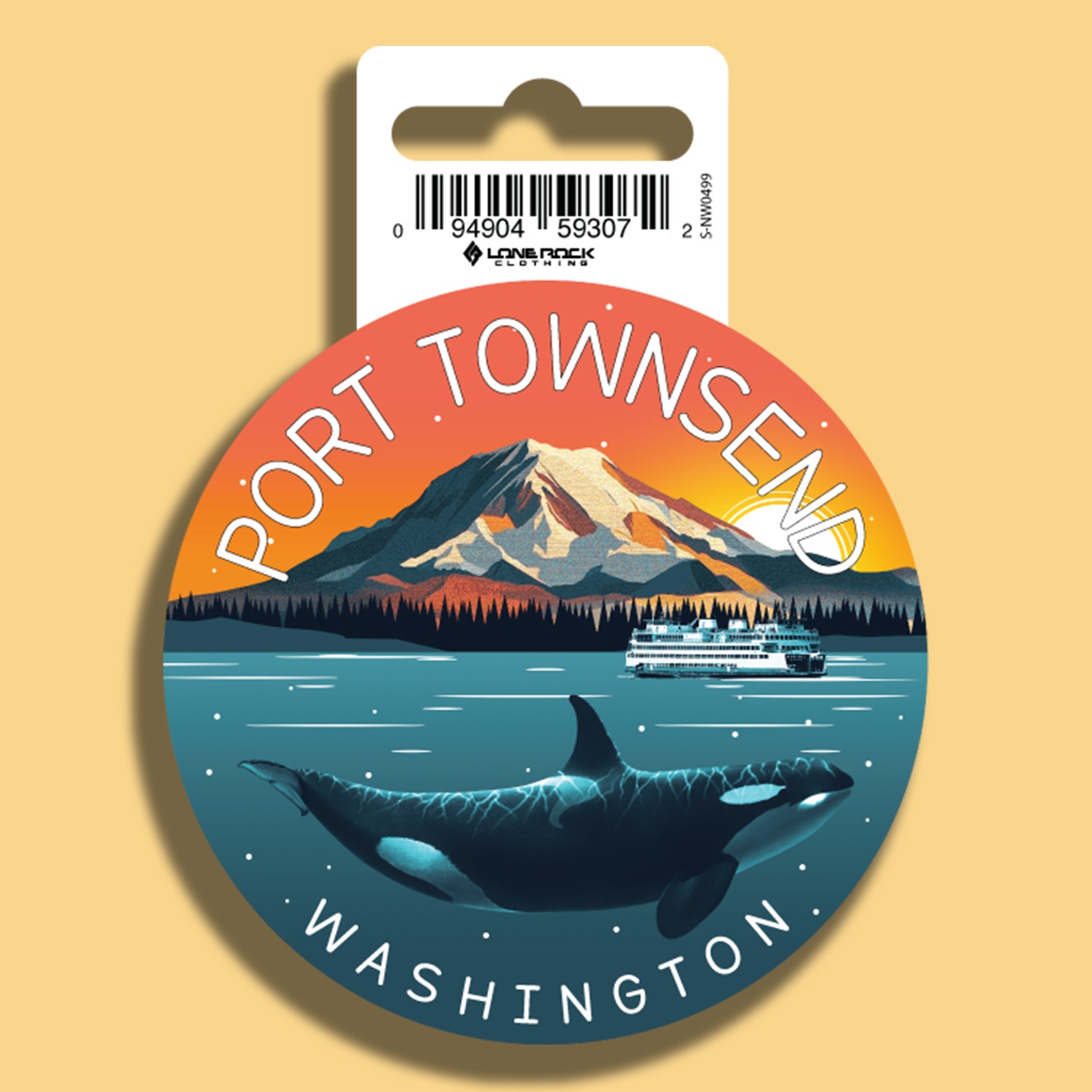 Port Townsend Orca and Mountain Sticker