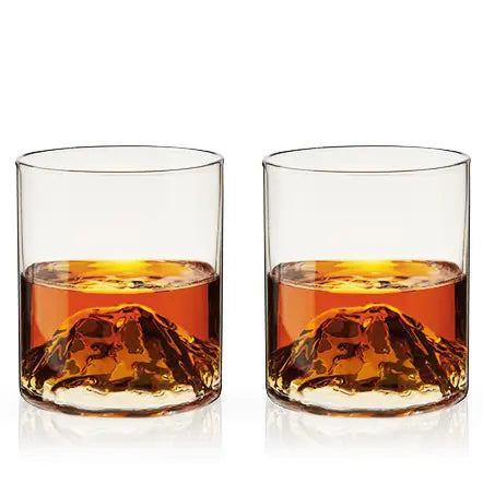 Pacific Northwest Mountain Themed Crystal Tumblers -Set of 2