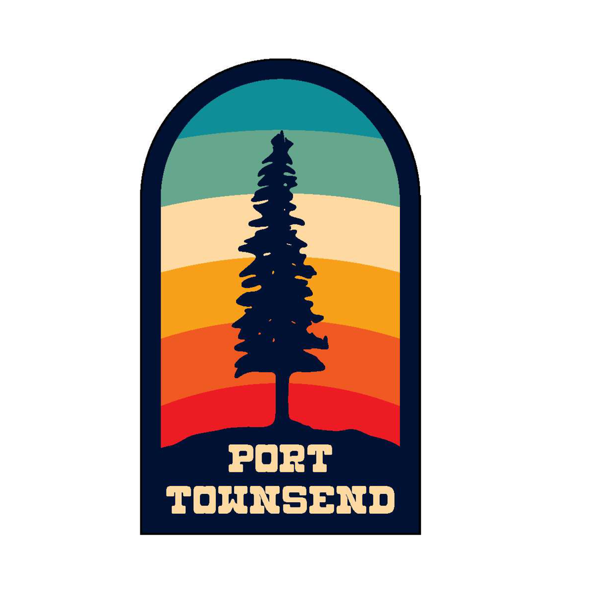 Port Townsend Tall Trees Stripe Badge Magnet