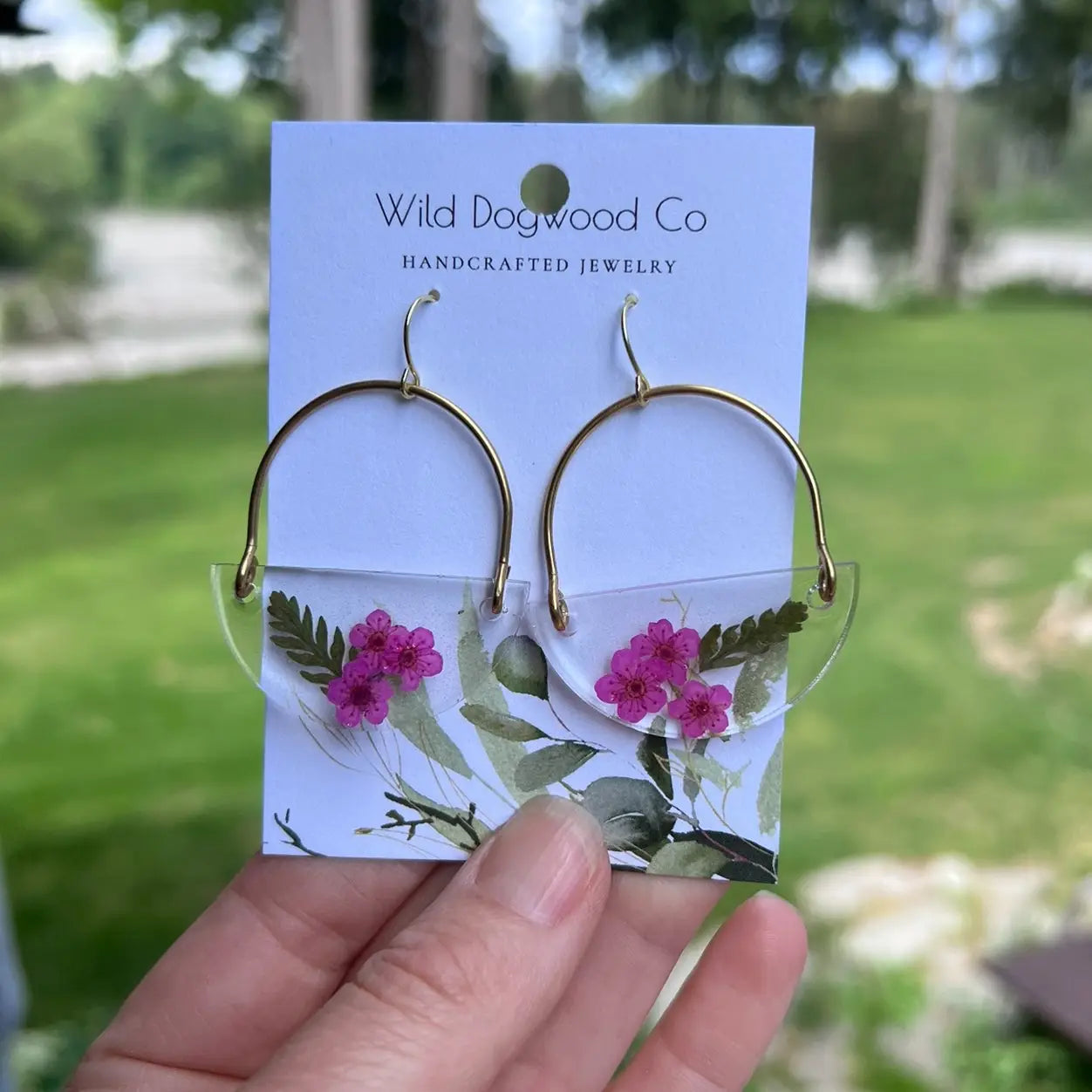 Pressed Pink Flower Earrings