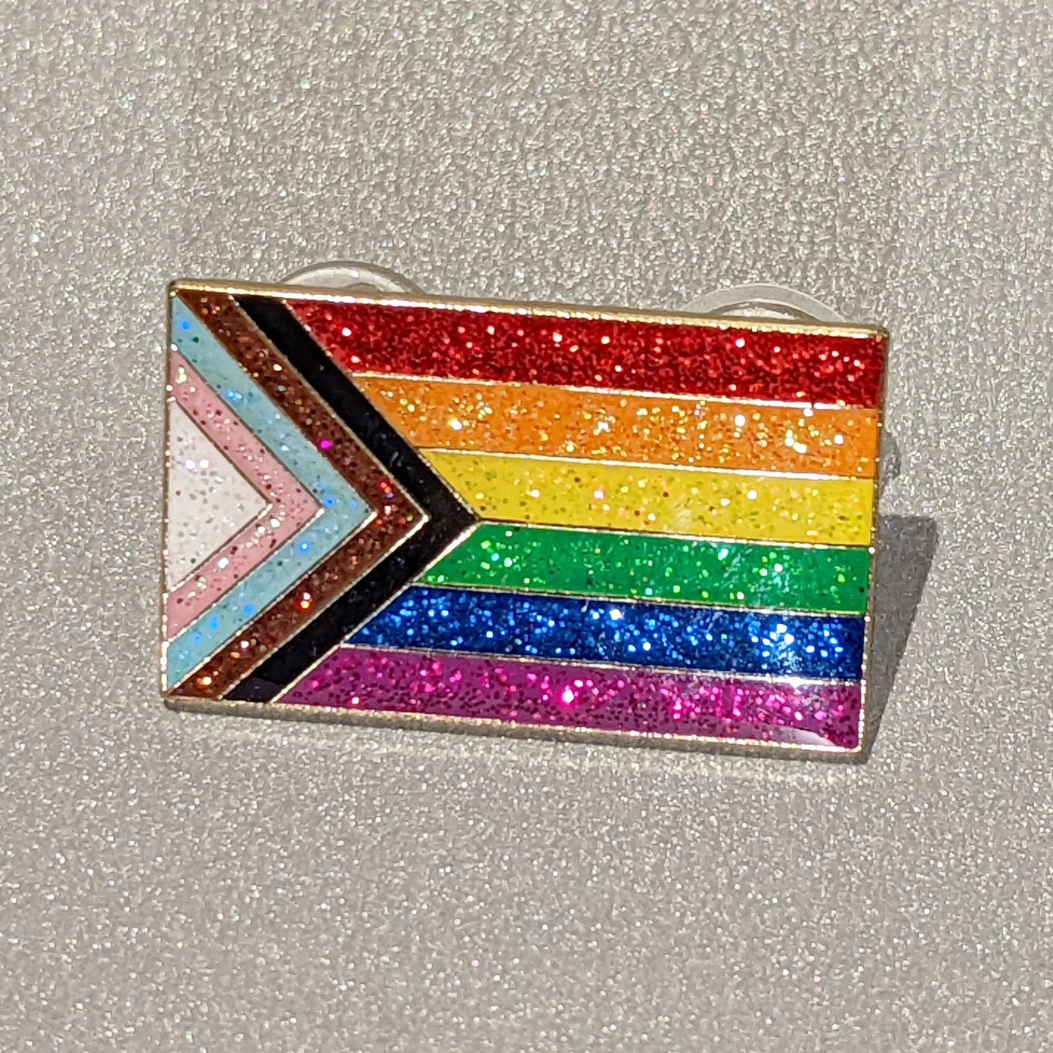 Full Glitter Progress Pride Enamel Pin