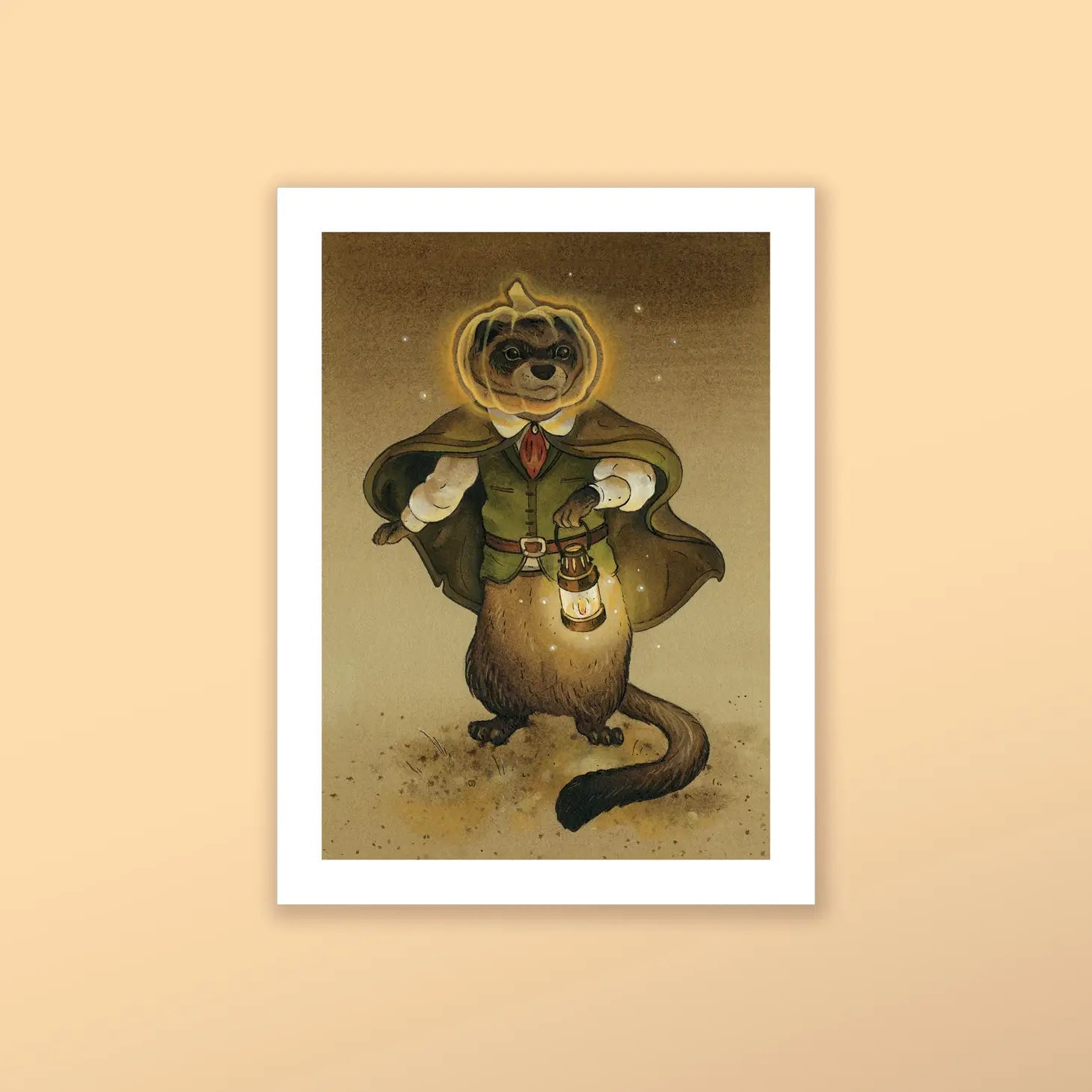 Pumpkin Ferret Art Print