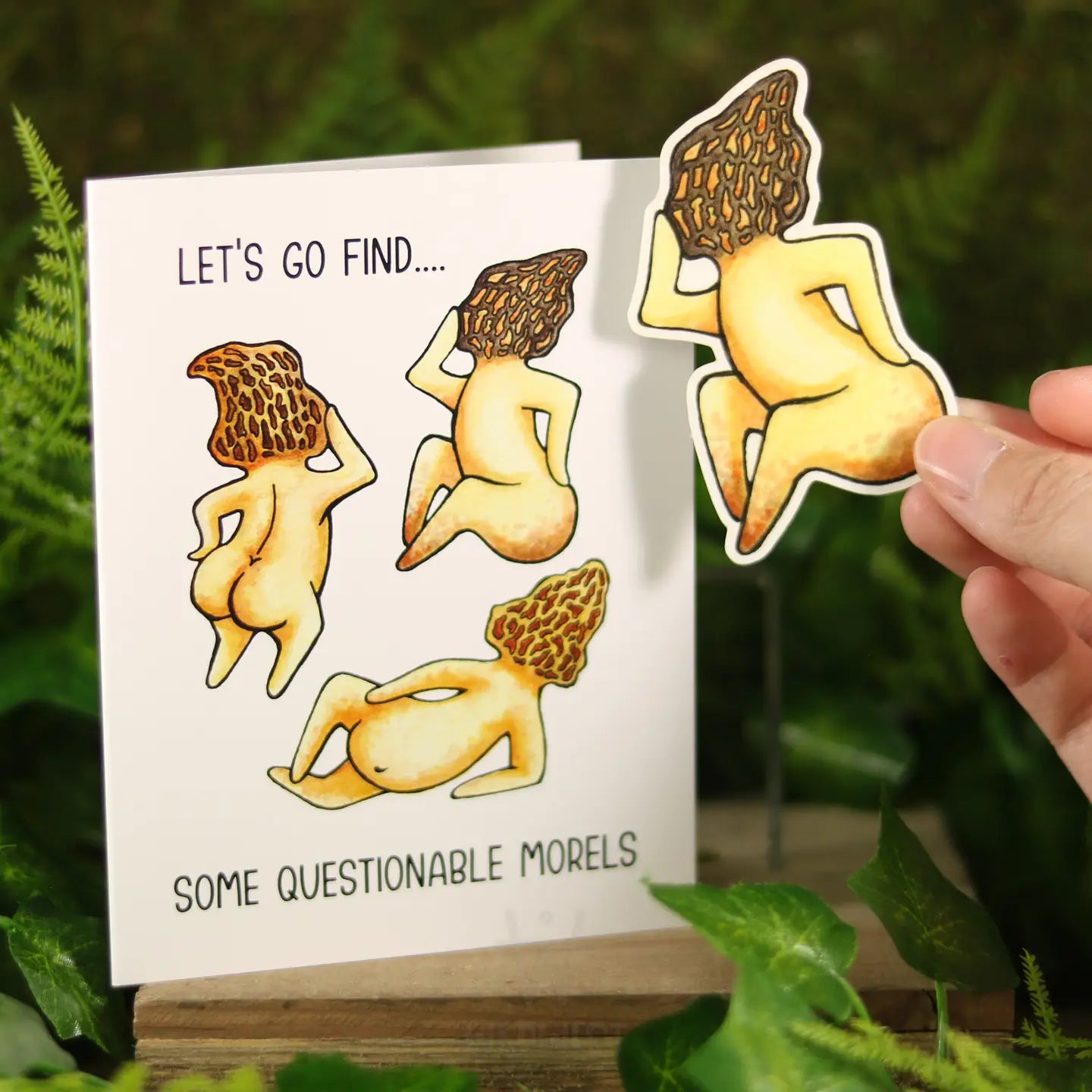 "Questionable Morels" - Funguise™ Greeting Card w/ Sticker