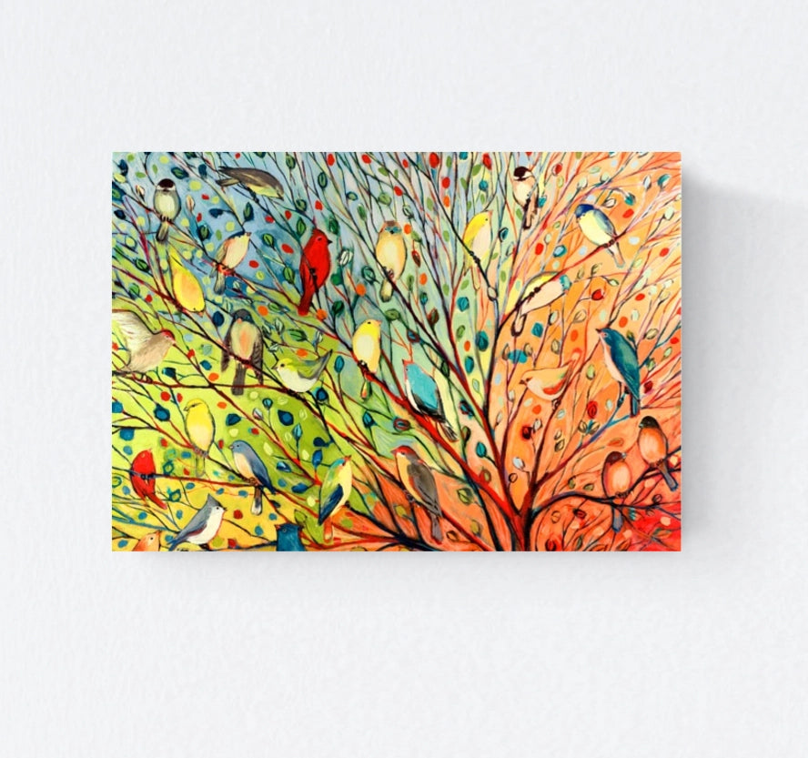 Rainbow Bird Tree Blank Note Card