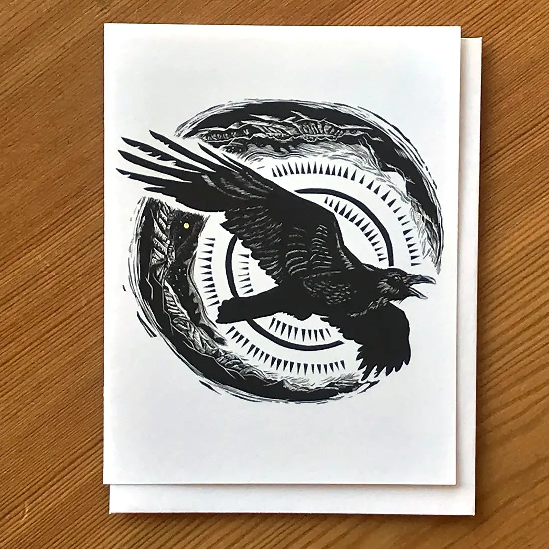 Listen to the Wind (Raven) Greeting Card