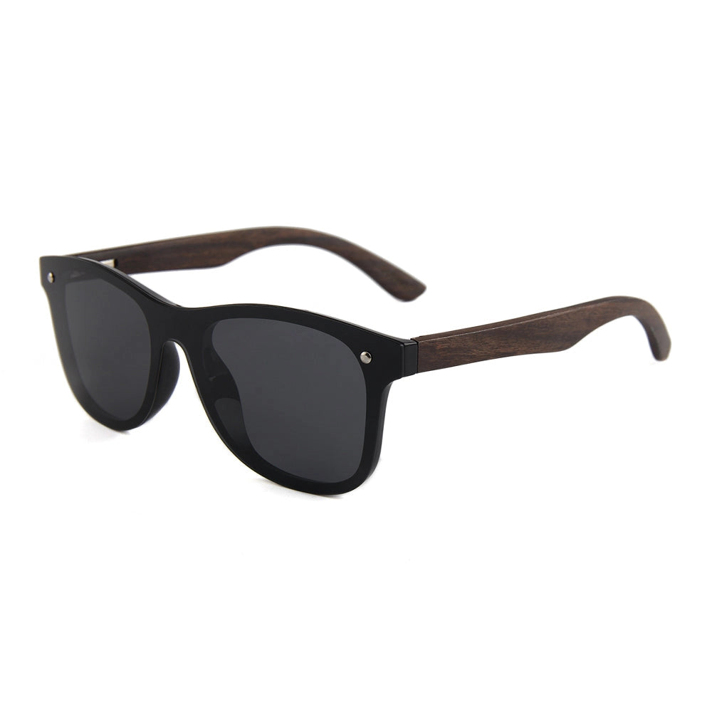 Real Wood Windscreen Style Sunglasses By Wudn Walnut Wood Smoke Black