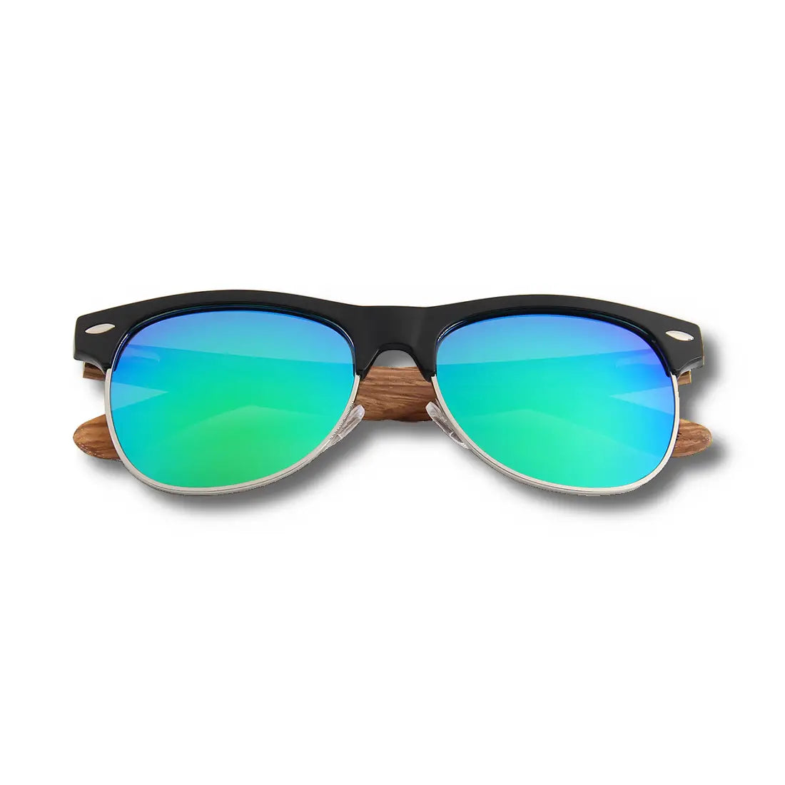 Real Zebra Wood Browline Style RetroShade Sunglasses by WUDN