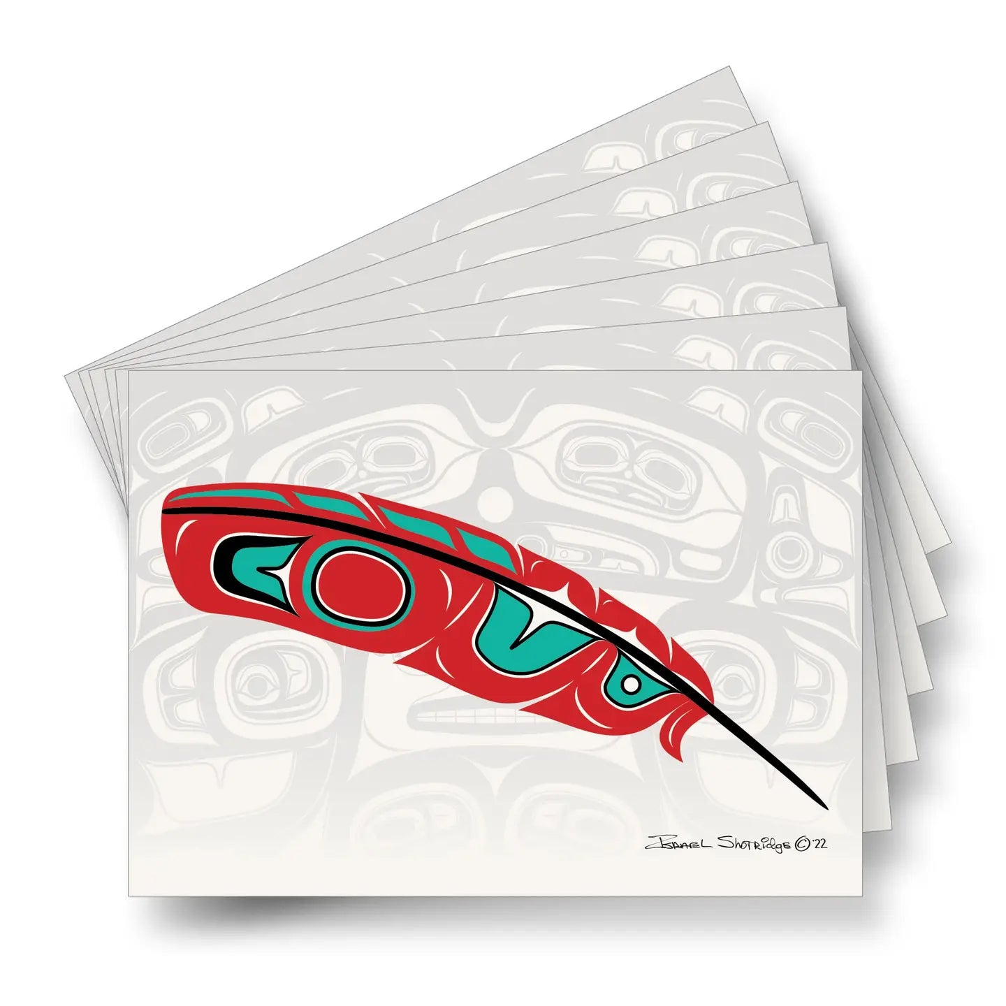 Red Feather & Screen - Sleeved Formline Art Cards