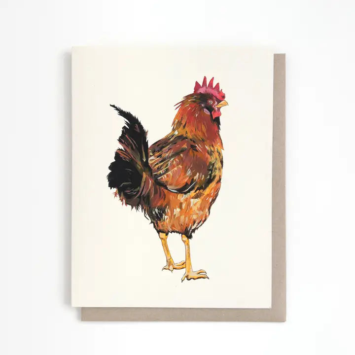 Red Rooster Blank Inside Greeting Card