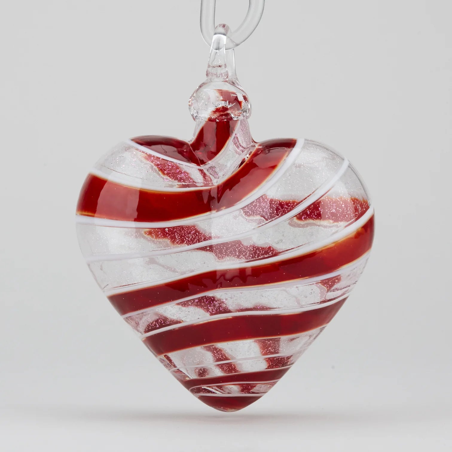 Red Spin Heart Glass Ornament