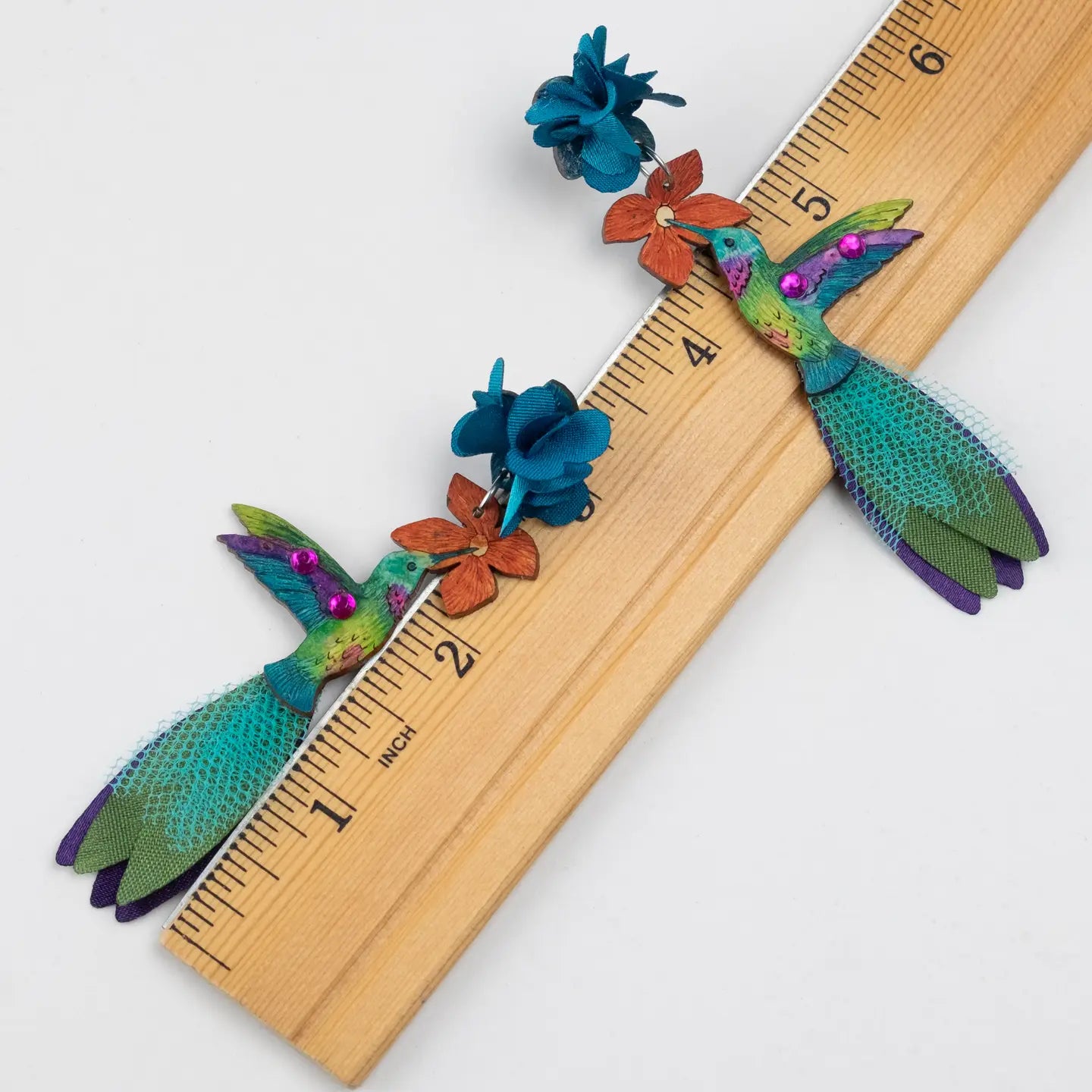 Hummingbird Earrings - Ruby-Throated Lg