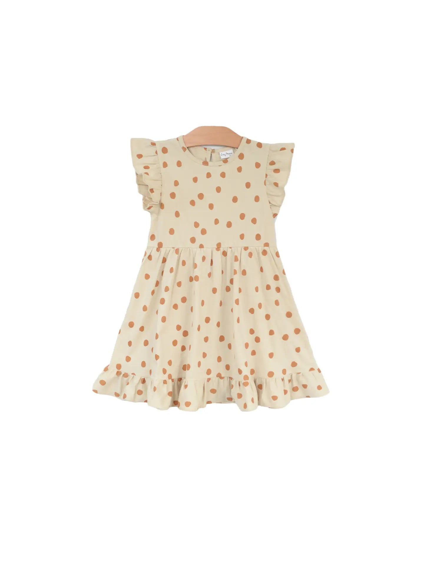 Ruffle Dress- Dots- Saffron