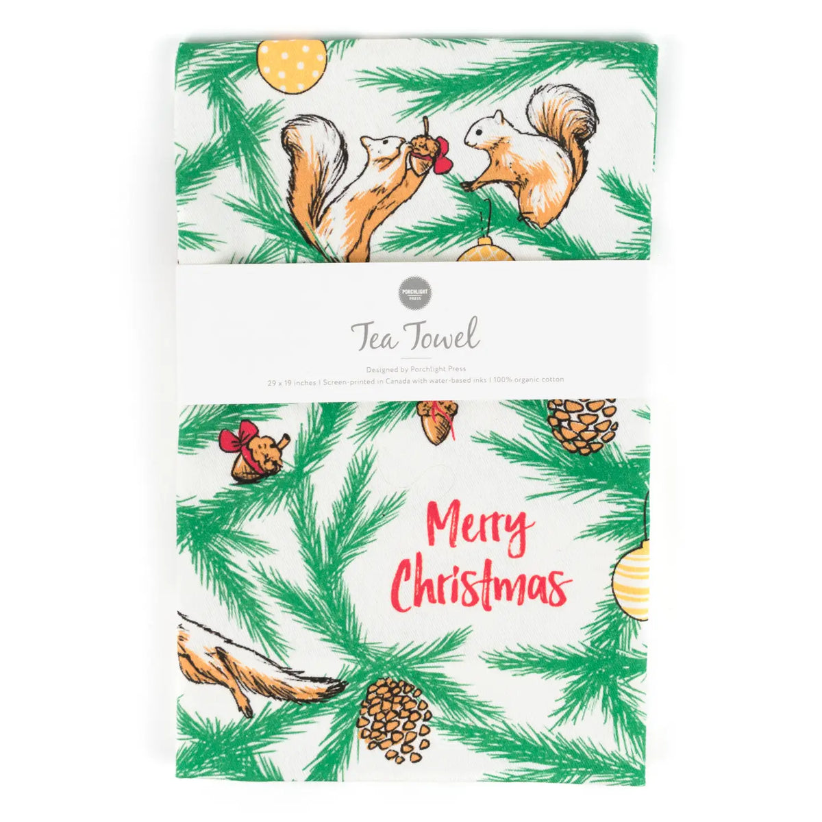 Squirrels Holiday Tea Towel
