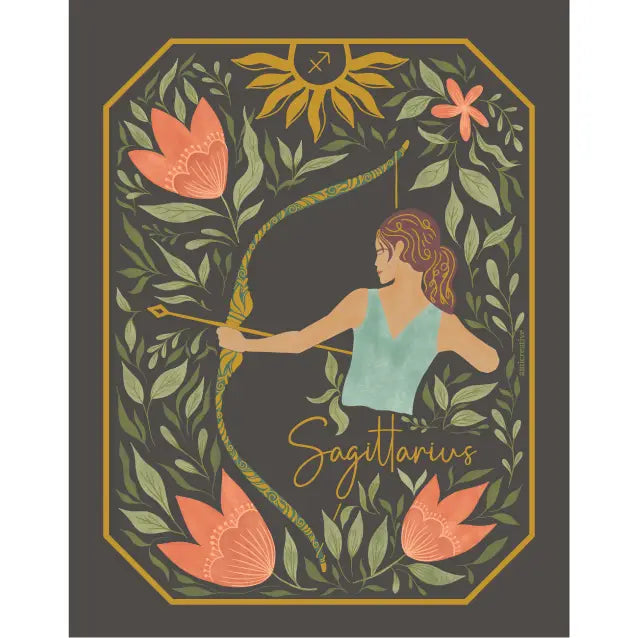 The Sagittarius Zodiac Garden Gold Foil Greeting Card