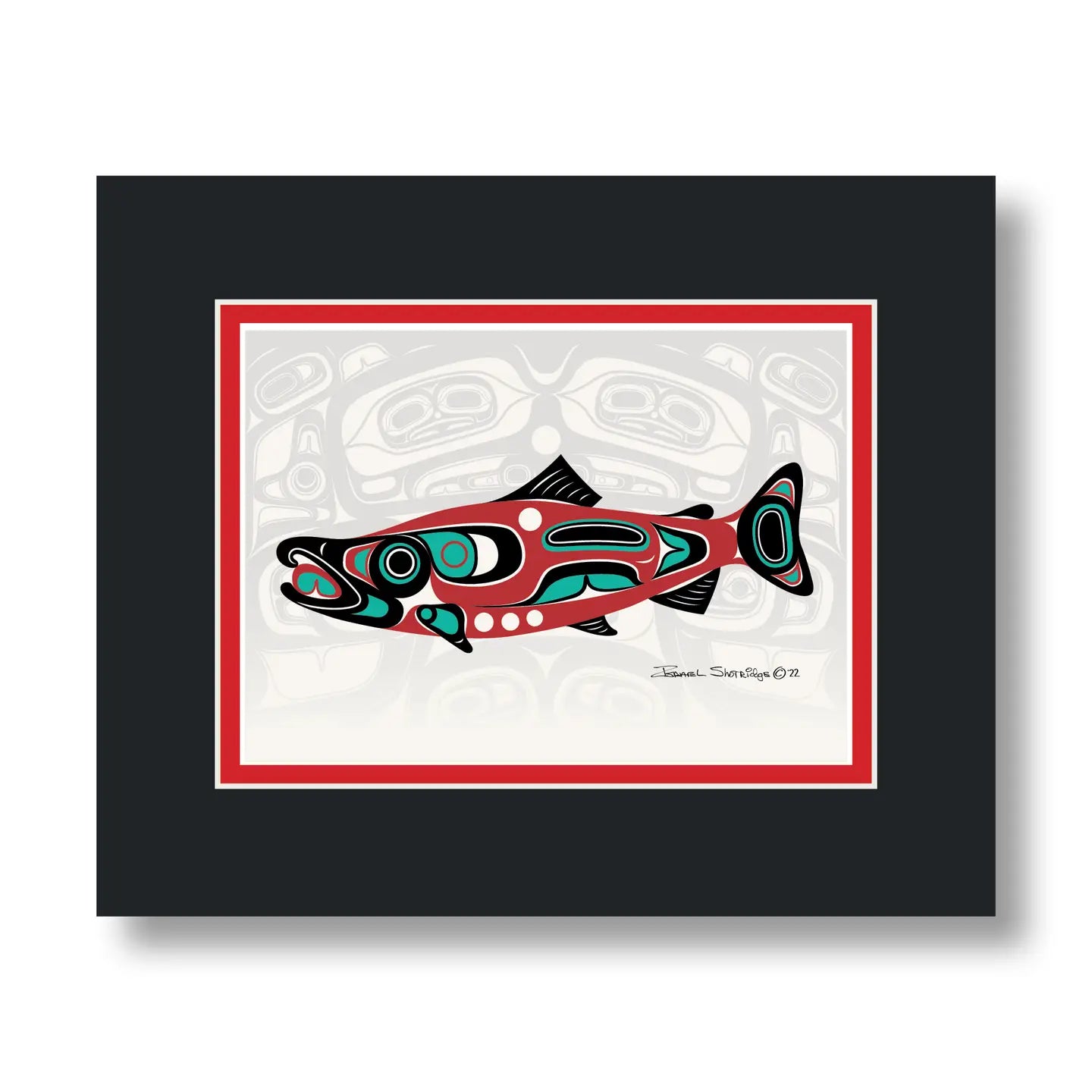 NW Salmon & House Screen - Formline Art Card Mattes