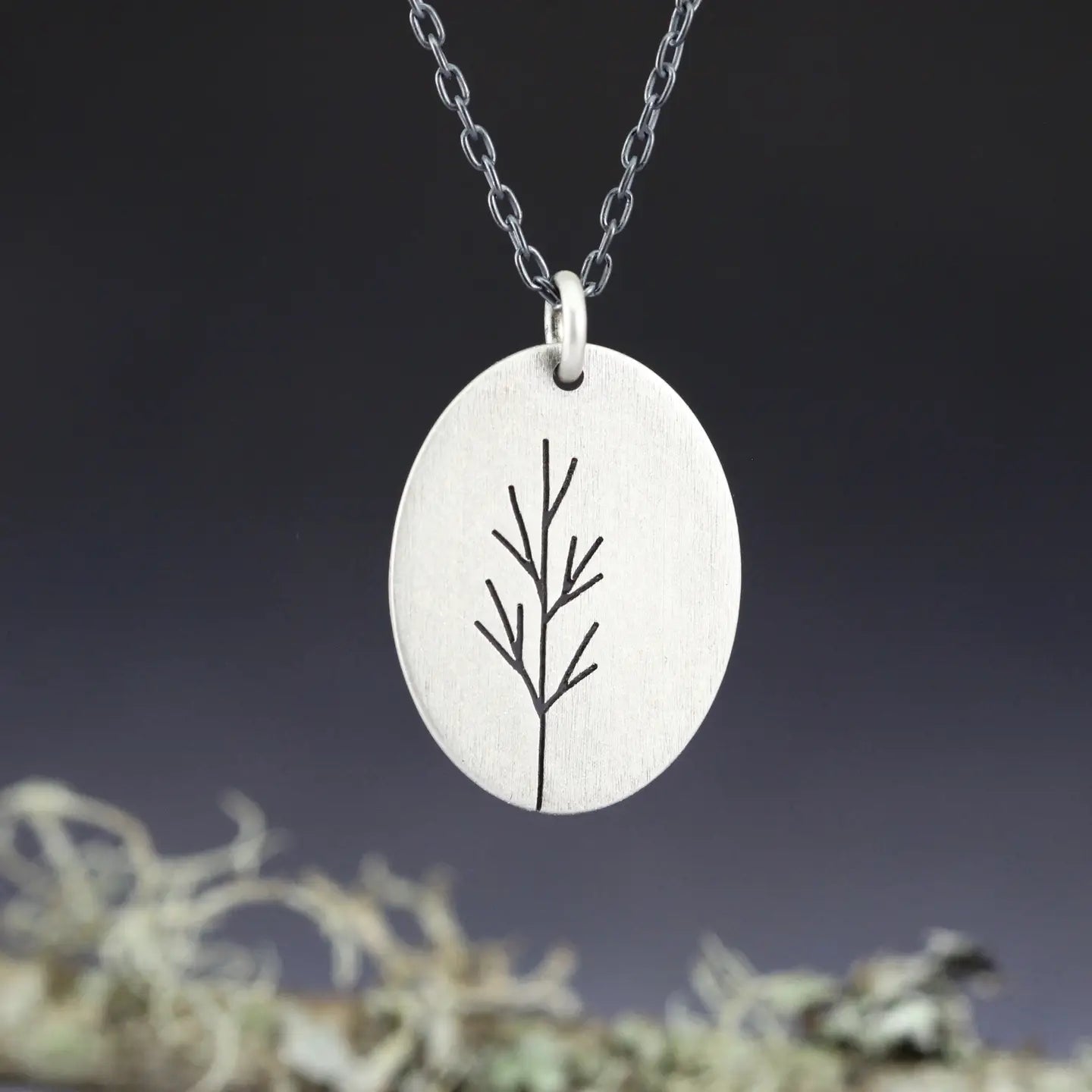 Sapling Tree Oval Pendant