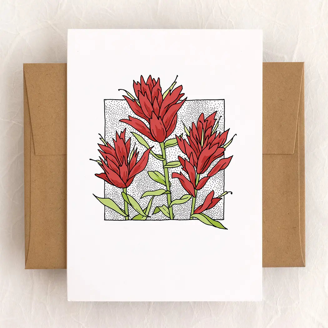 Scarlet Paintbrush Blank Inside Greeting Card