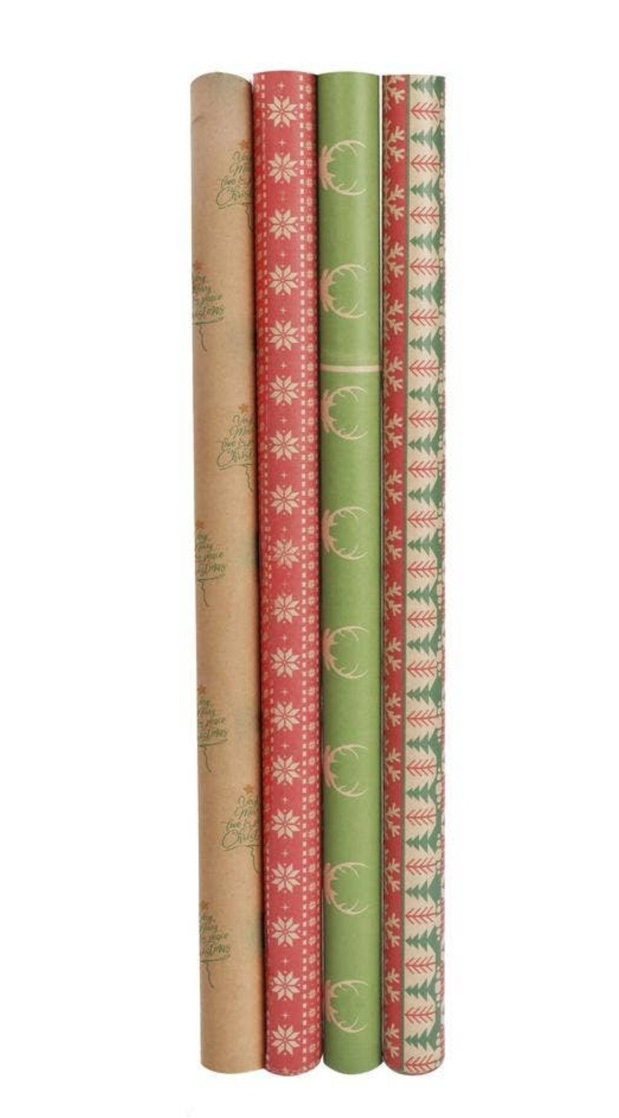 Red Natural Kraft Knit Wrapping Paper Roll