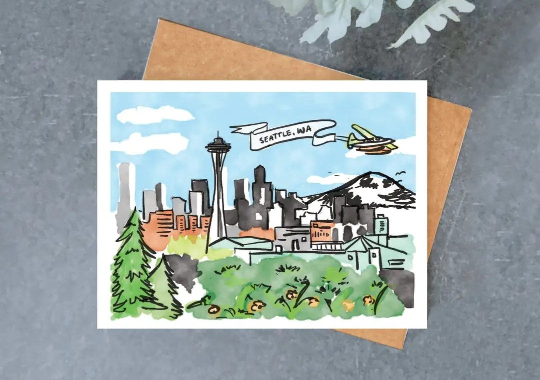 Seattle Watercolor Landscape Card