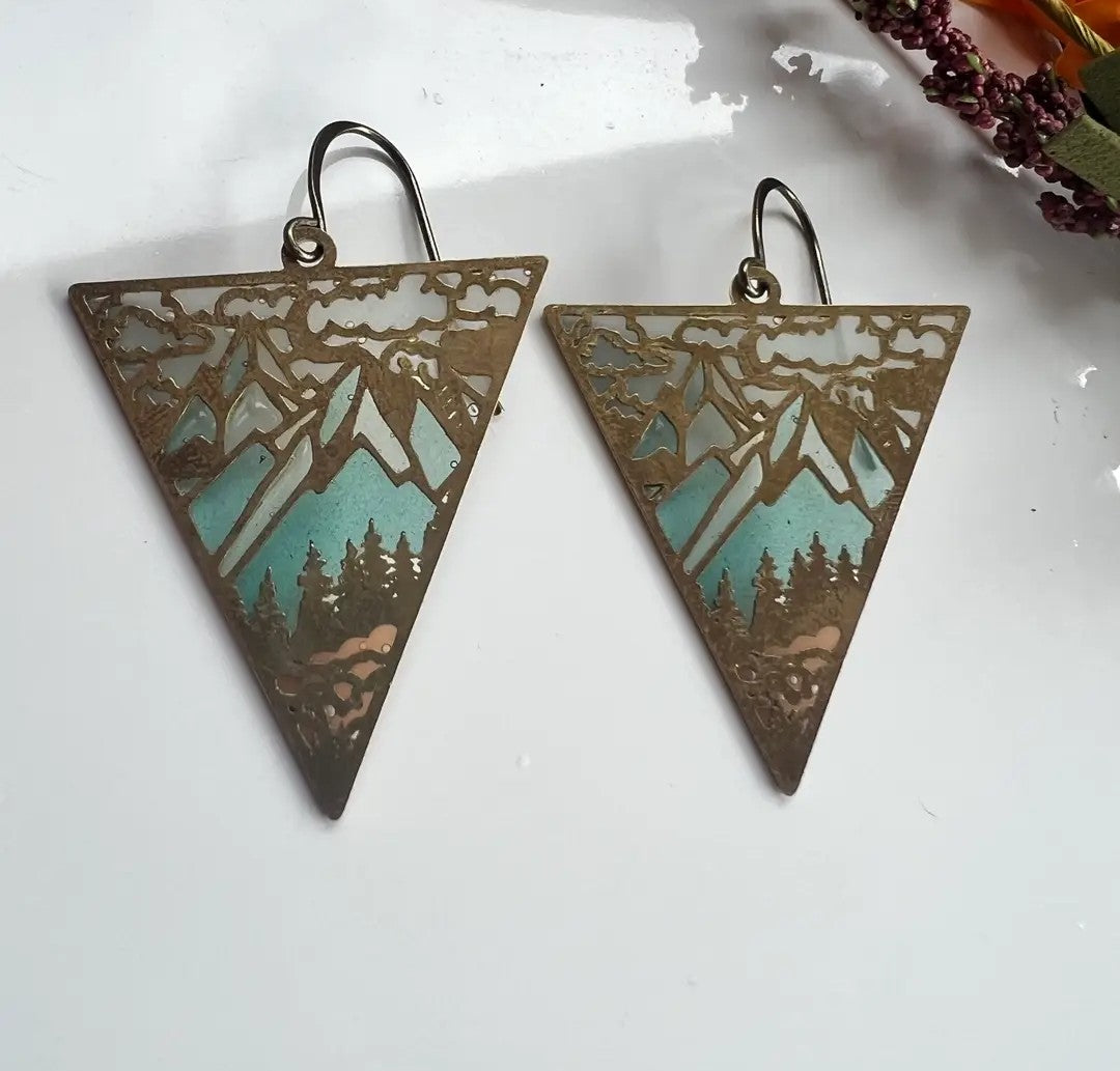 Ridgeline // Stained Glass Resin Earrings