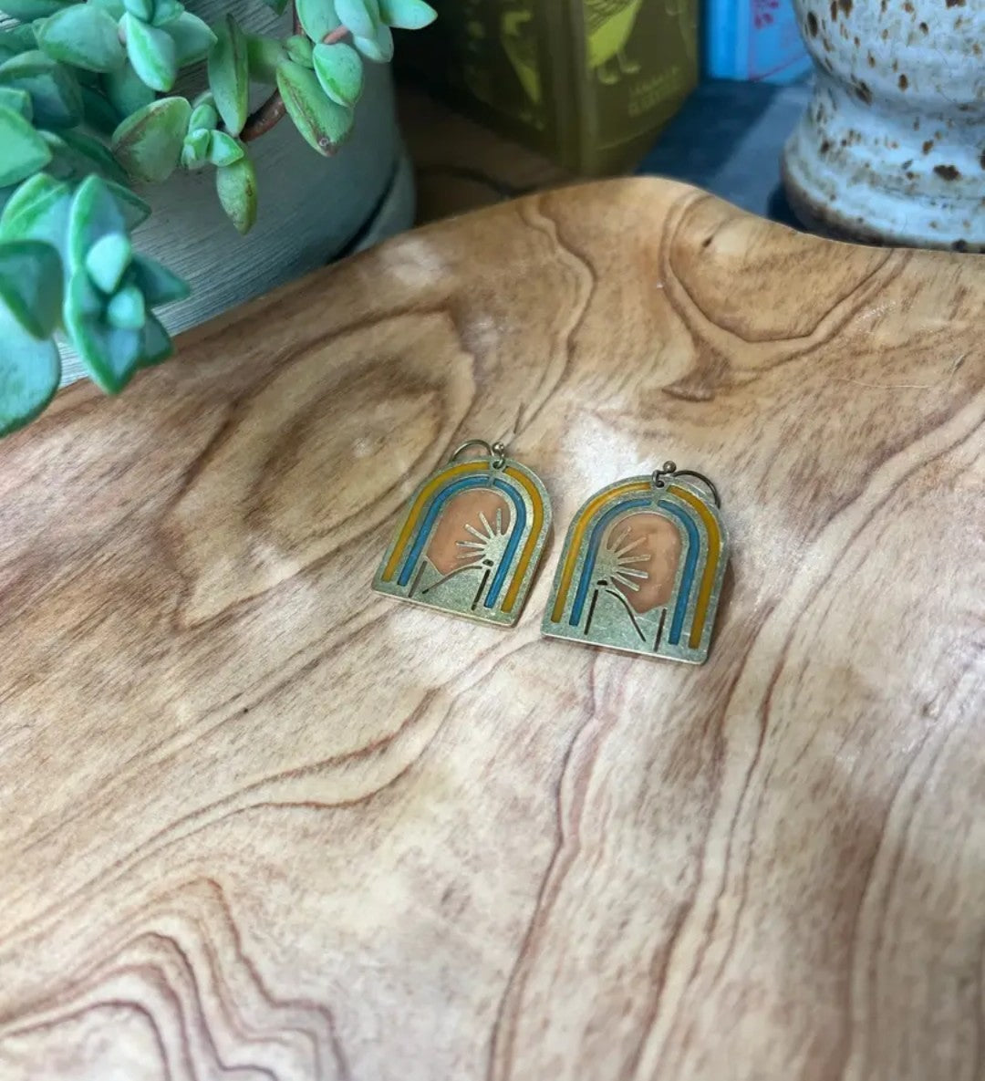 Sunrise (Small) // Stained Glass Resin Earrings