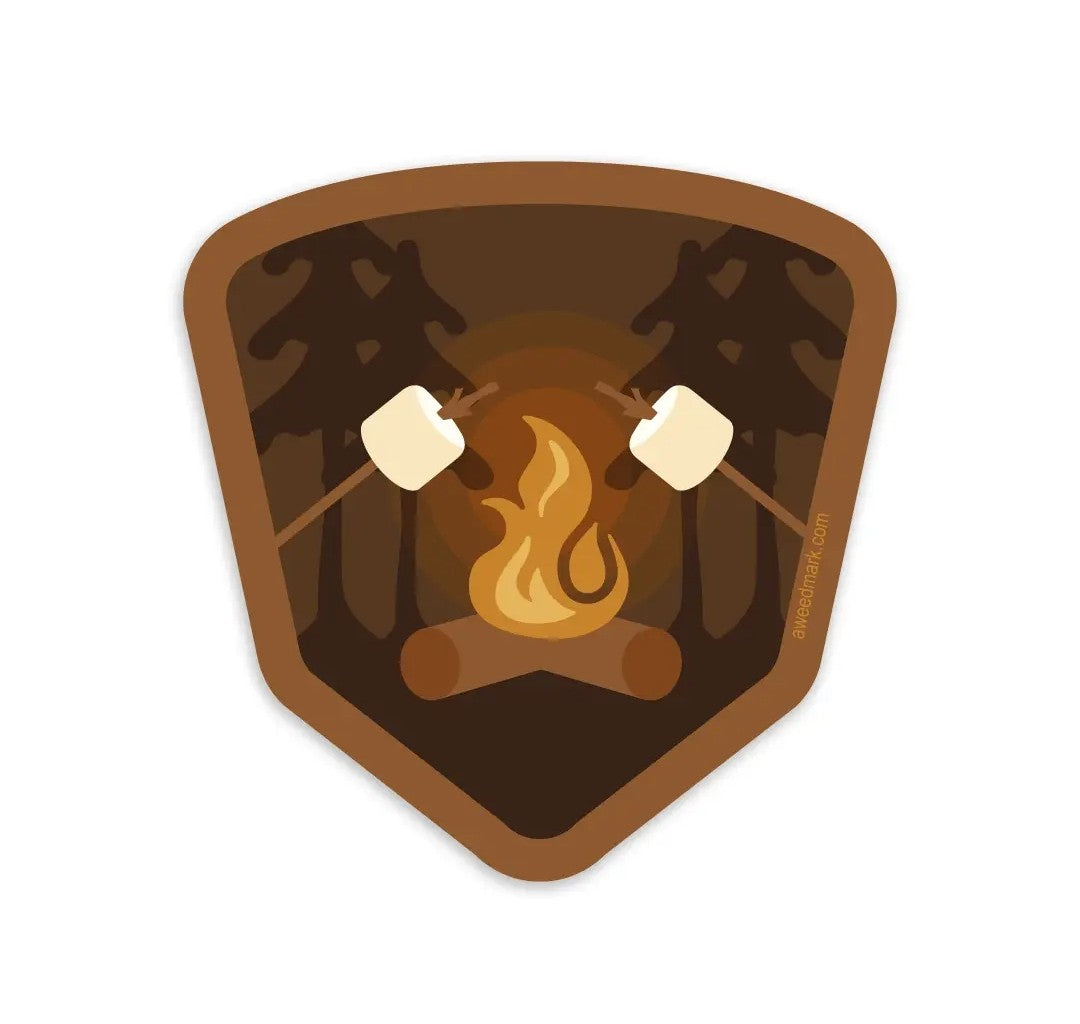 Campfire Marshmallow Roasting Retro Sticker