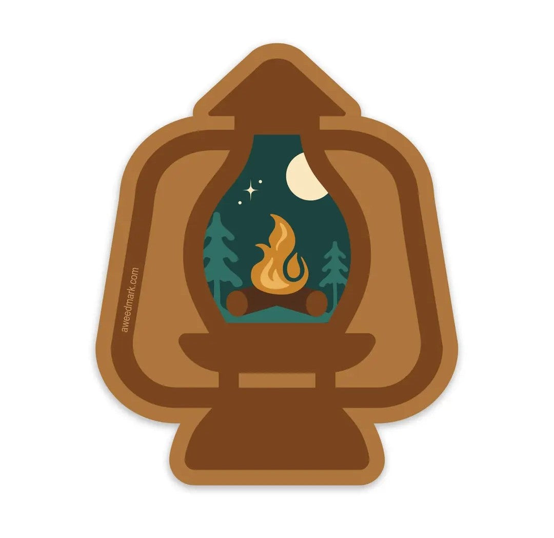 Camping Lantern Retro Sticker