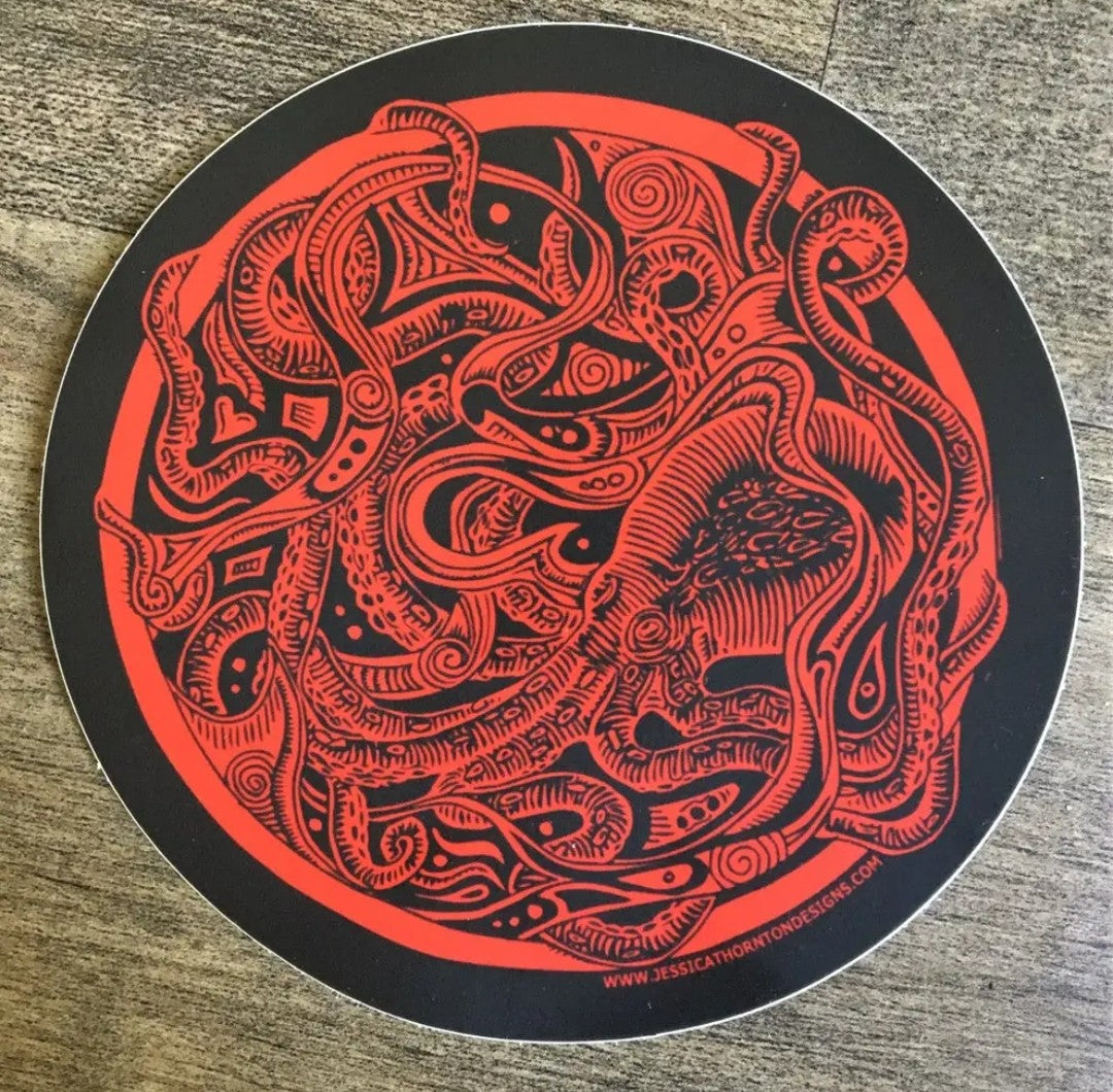 Red Octopus Sticker