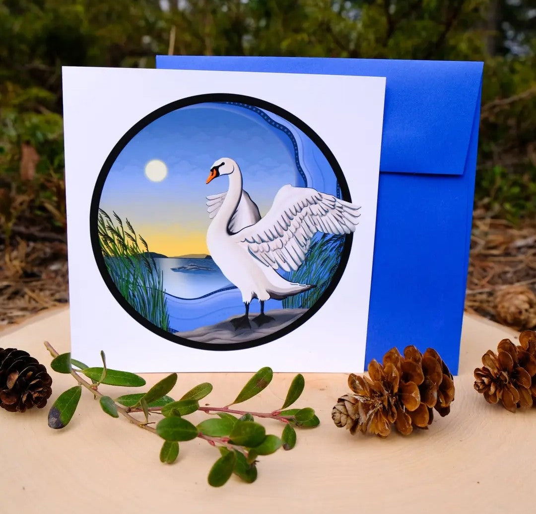 Swan Blank Inside Greeting Card