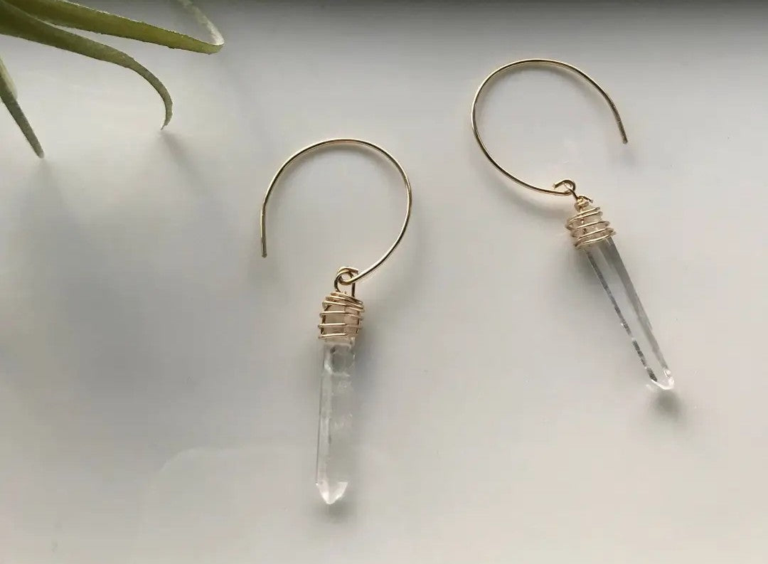 Crystal Quartz Point Earrings