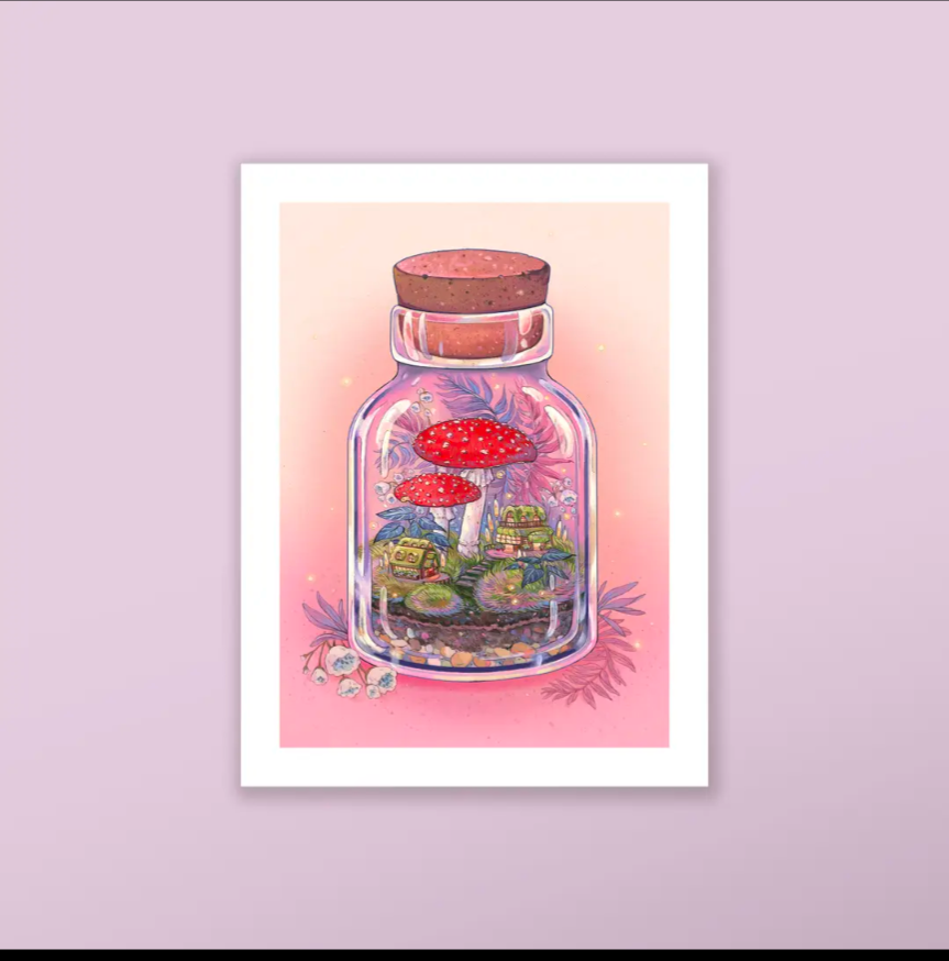 Mushroom Terrarium Art Print