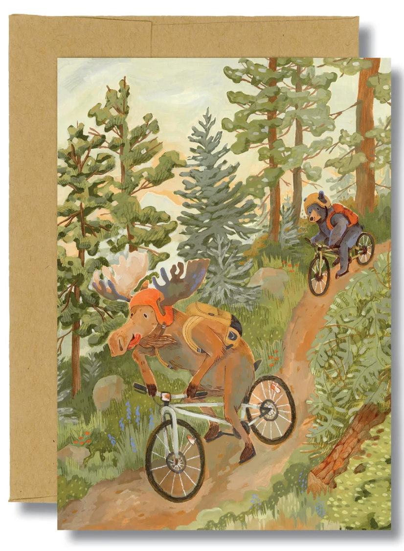 Mountain Biking Moose Card