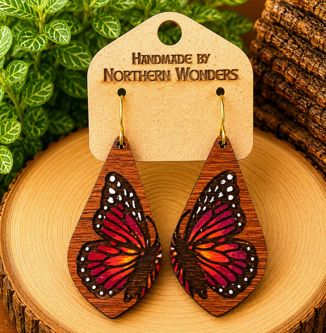 Mushroom Wood Earring