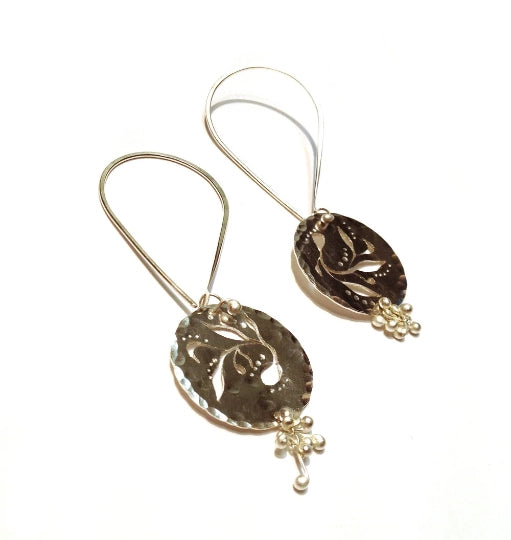 Small Garden Disc Drop Earrings