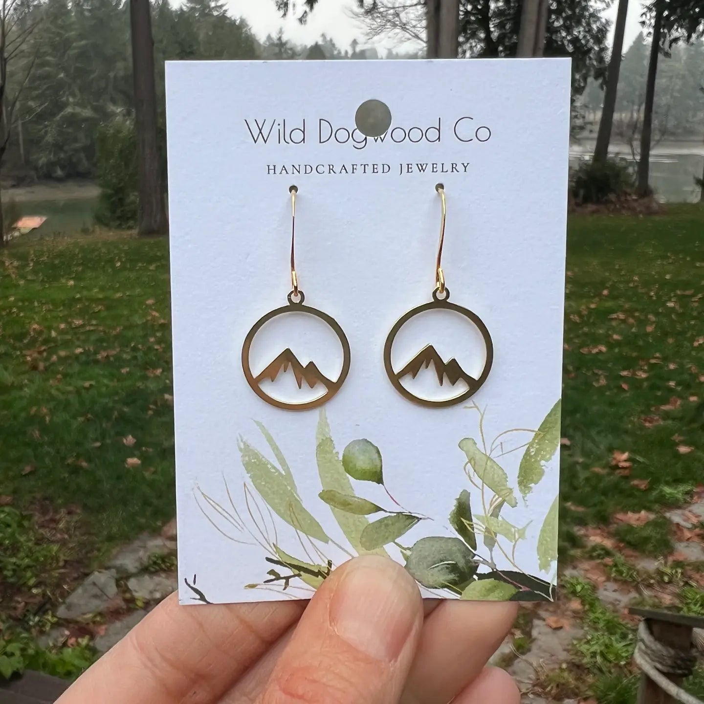 Small Brass Mountain Earrings