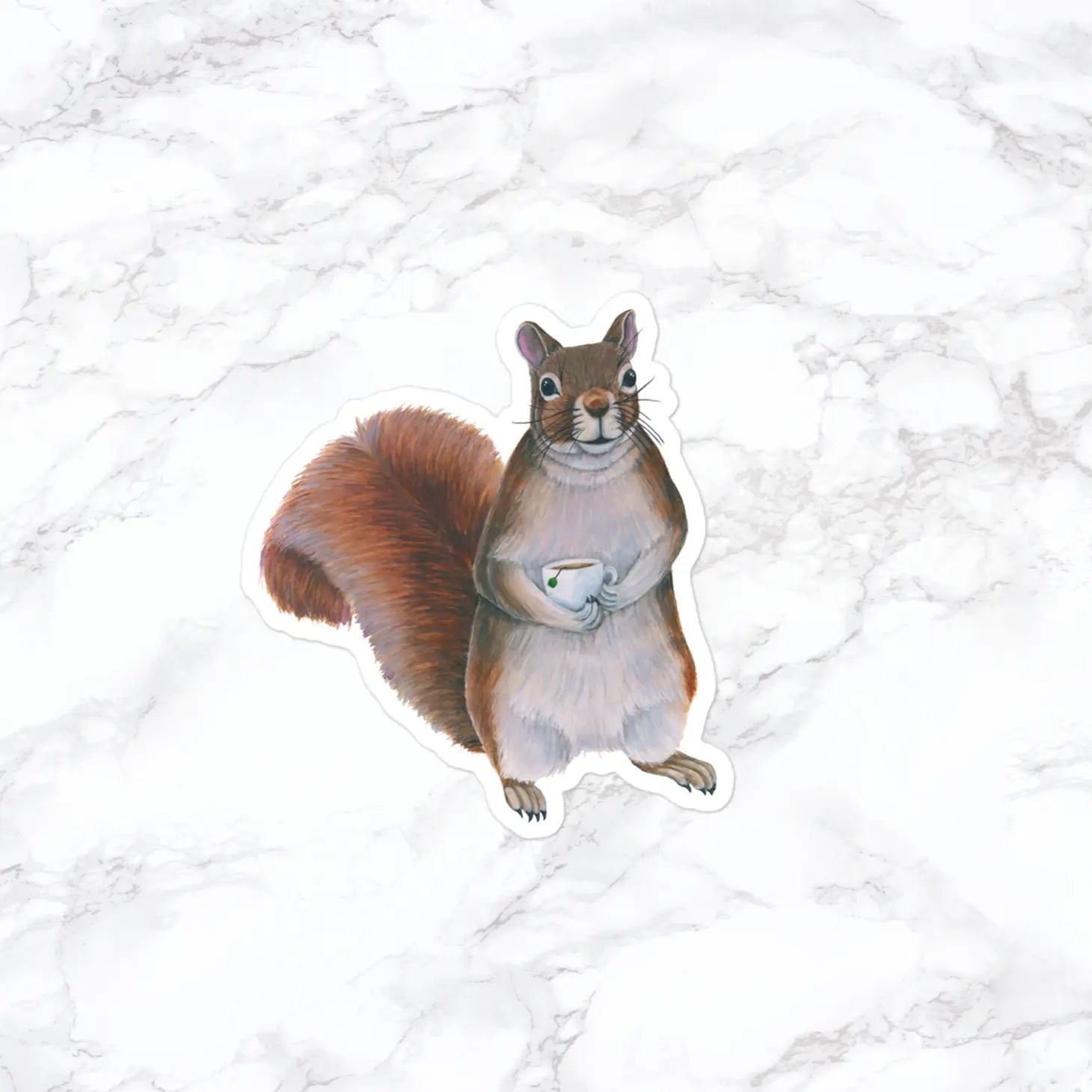 Squirrel with Tea Cup Sticker