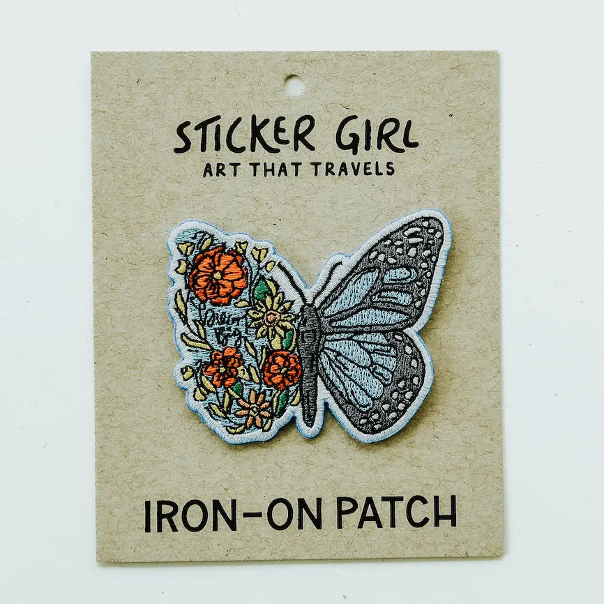 Sticker Girl Flower Butterfly Patch