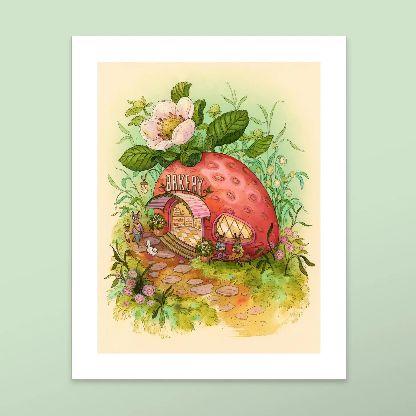 Strawberry Terrarium Art Print