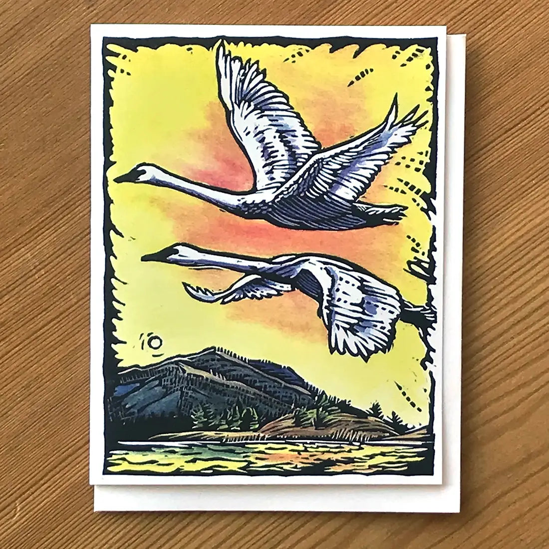 Swans White Wings Blank Inside Card