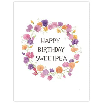 Sweetpea Birthday Card - Watercolor Greeting Card