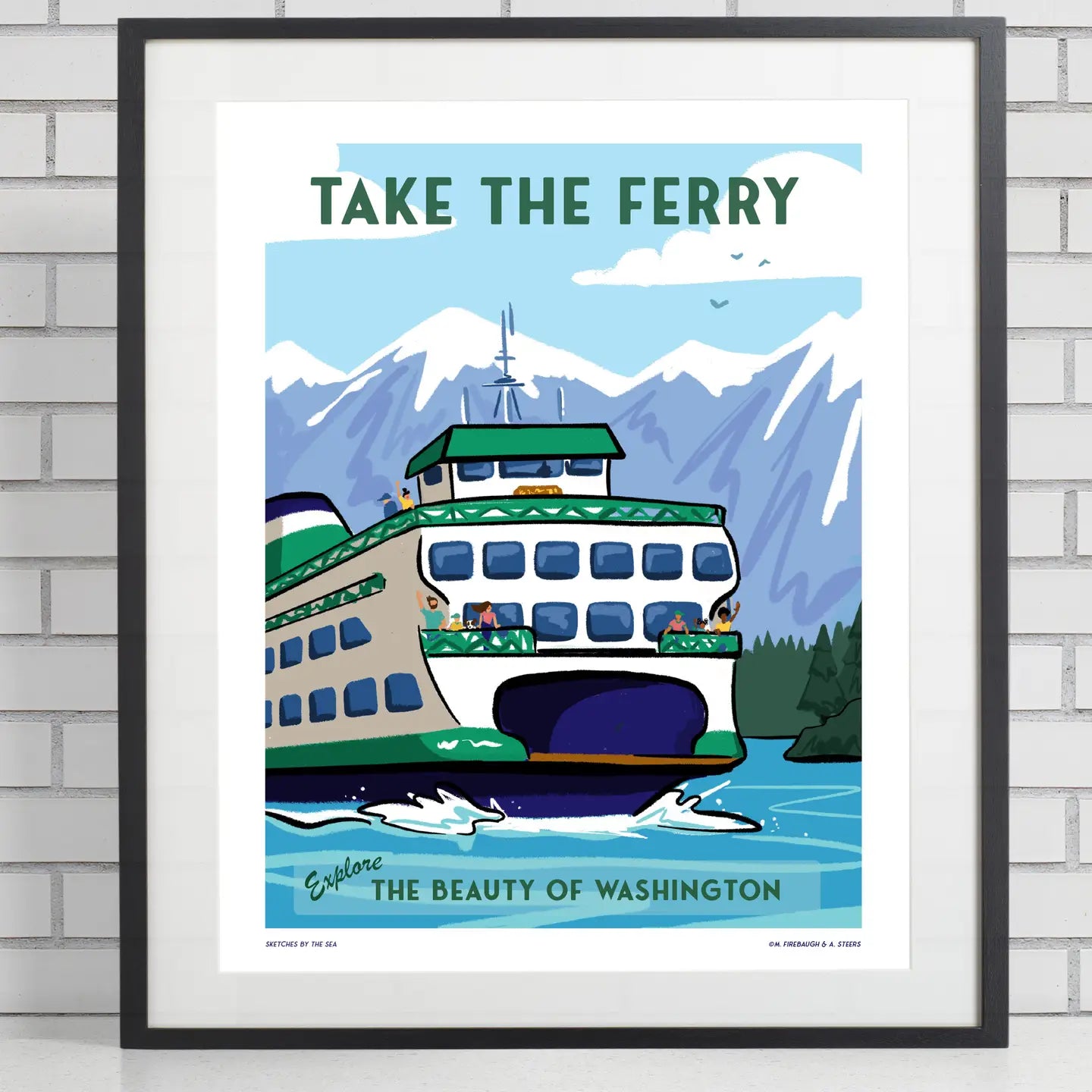 Port Townsend Retro Take the Ferry Travel Poster