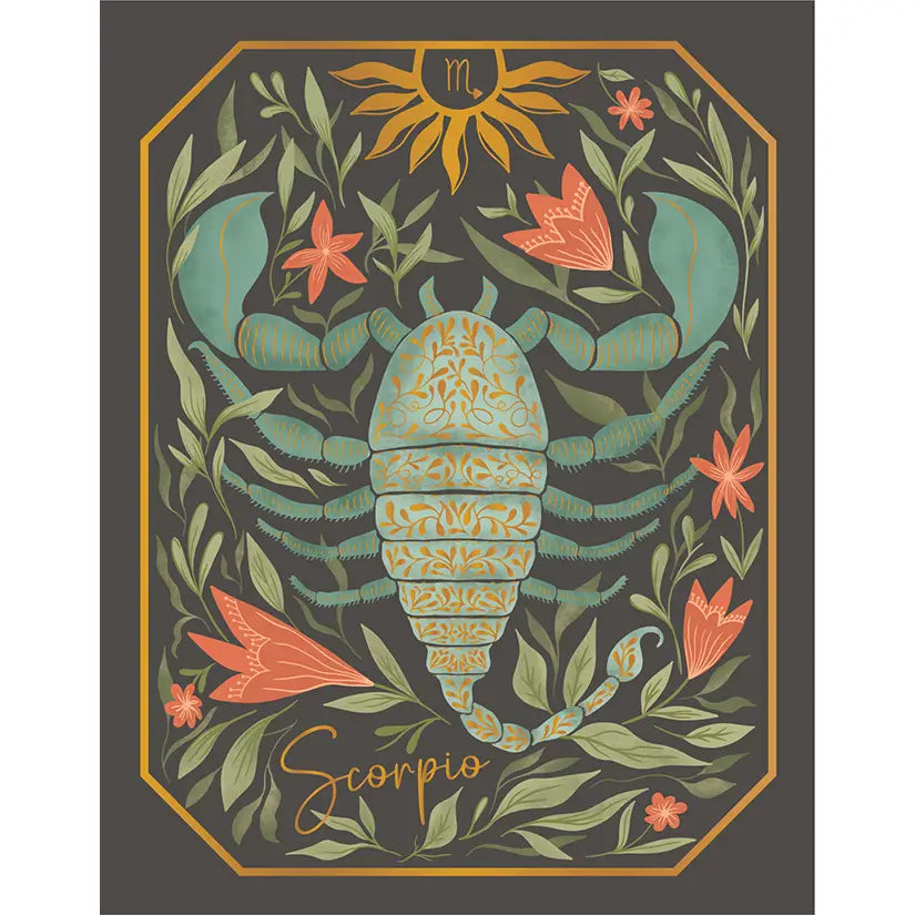 The Scorpio Zodiac Garden Gold Foil Greeting Card