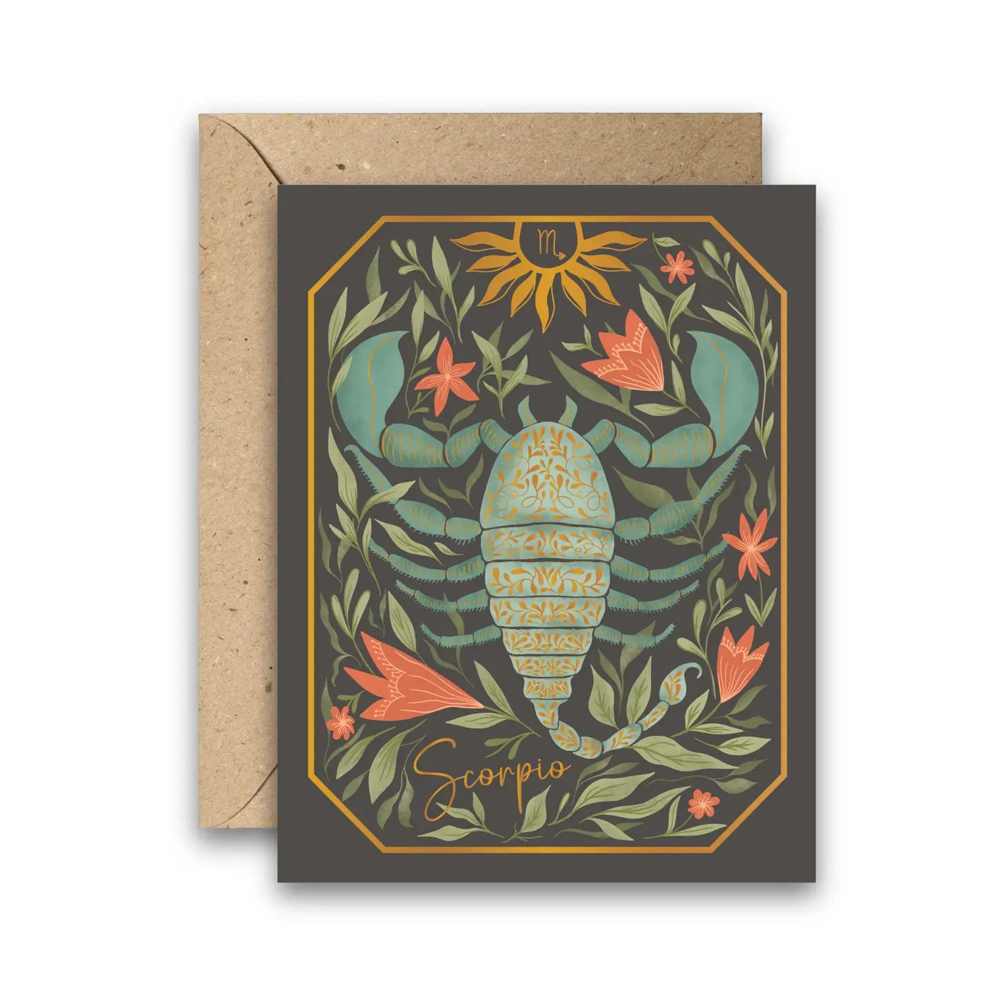 The Scorpio Zodiac Garden Gold Foil Greeting Card