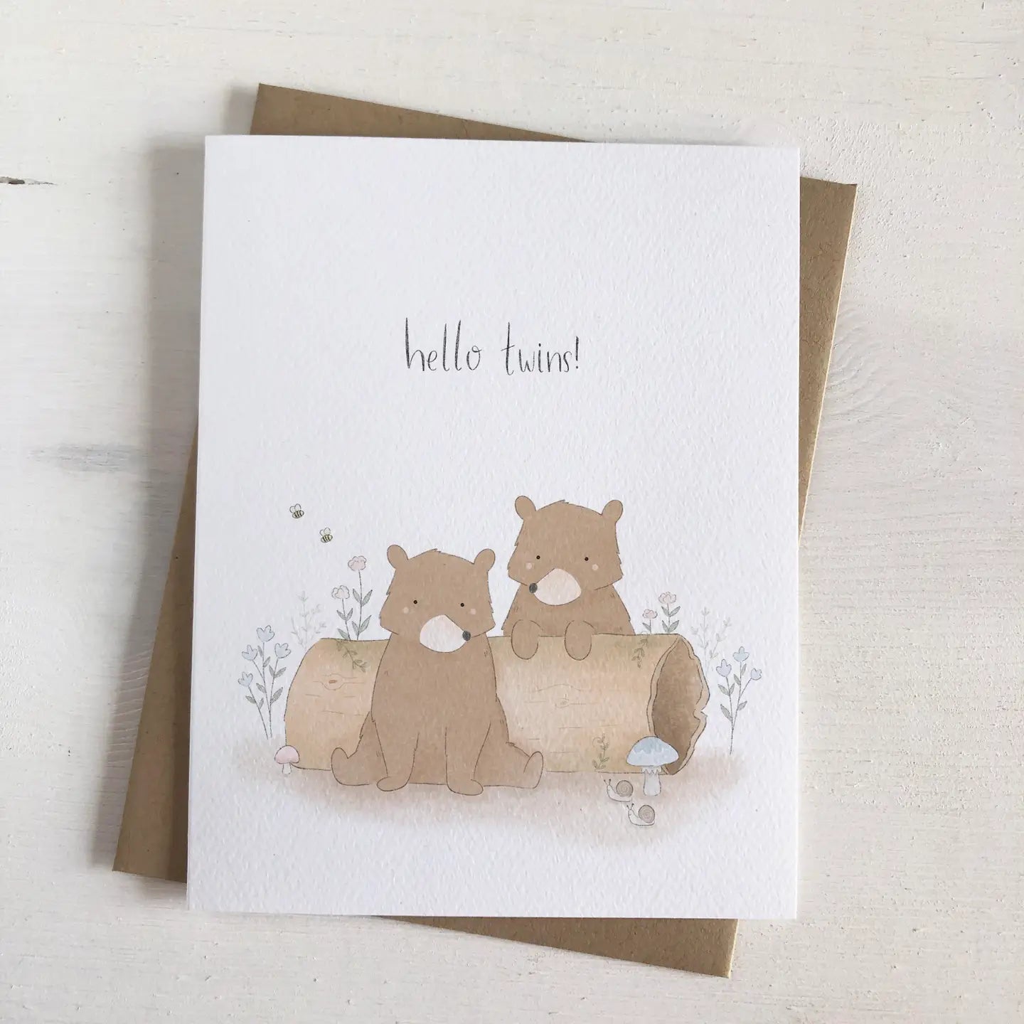 Twin Baby Bears Greeting Card