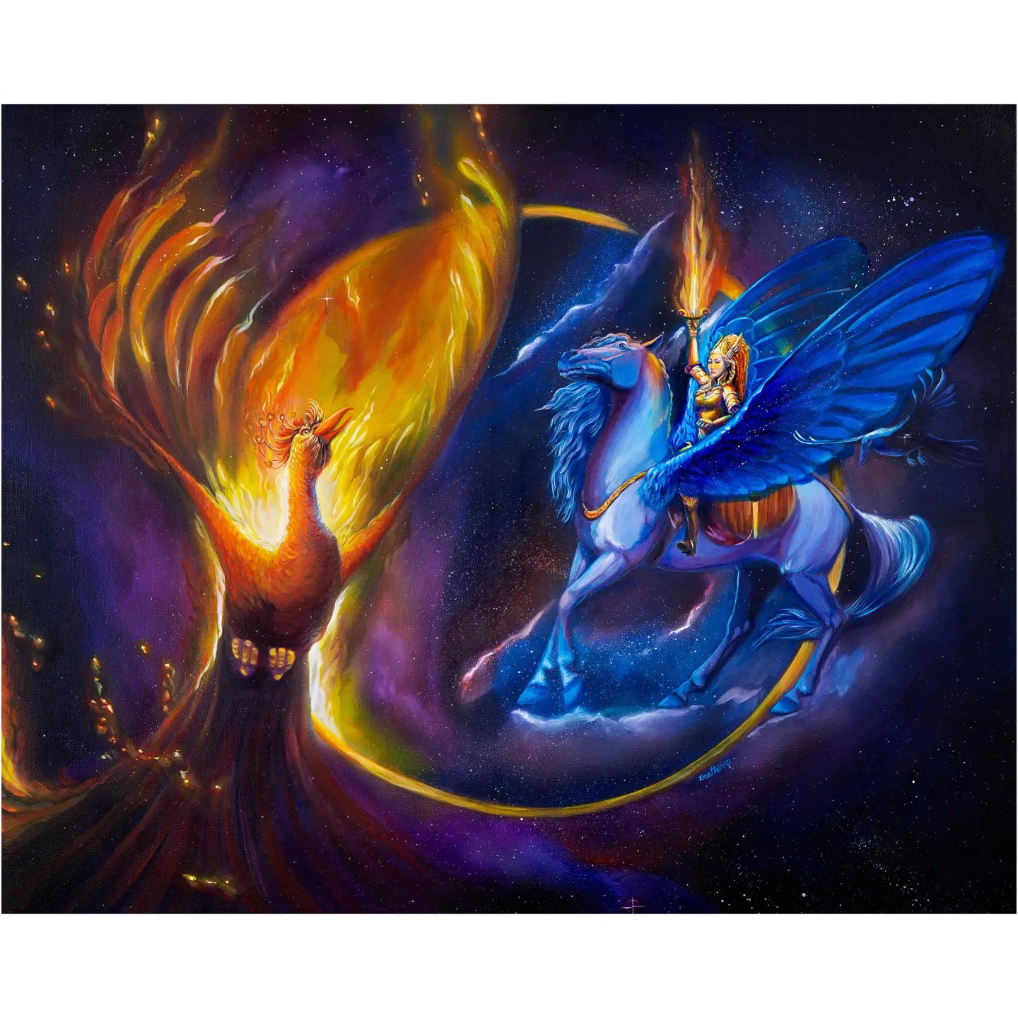Valkyrie & the Phoenix Fantasy Art Print