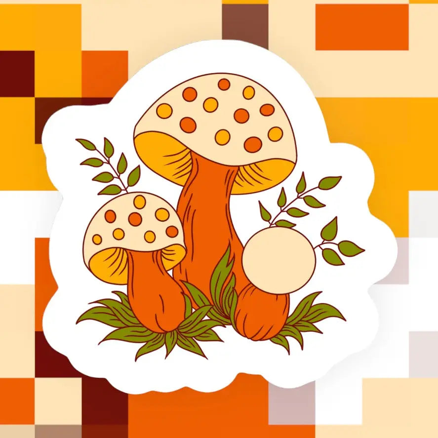 Vintage 70s Merry Mushrooms Sticker