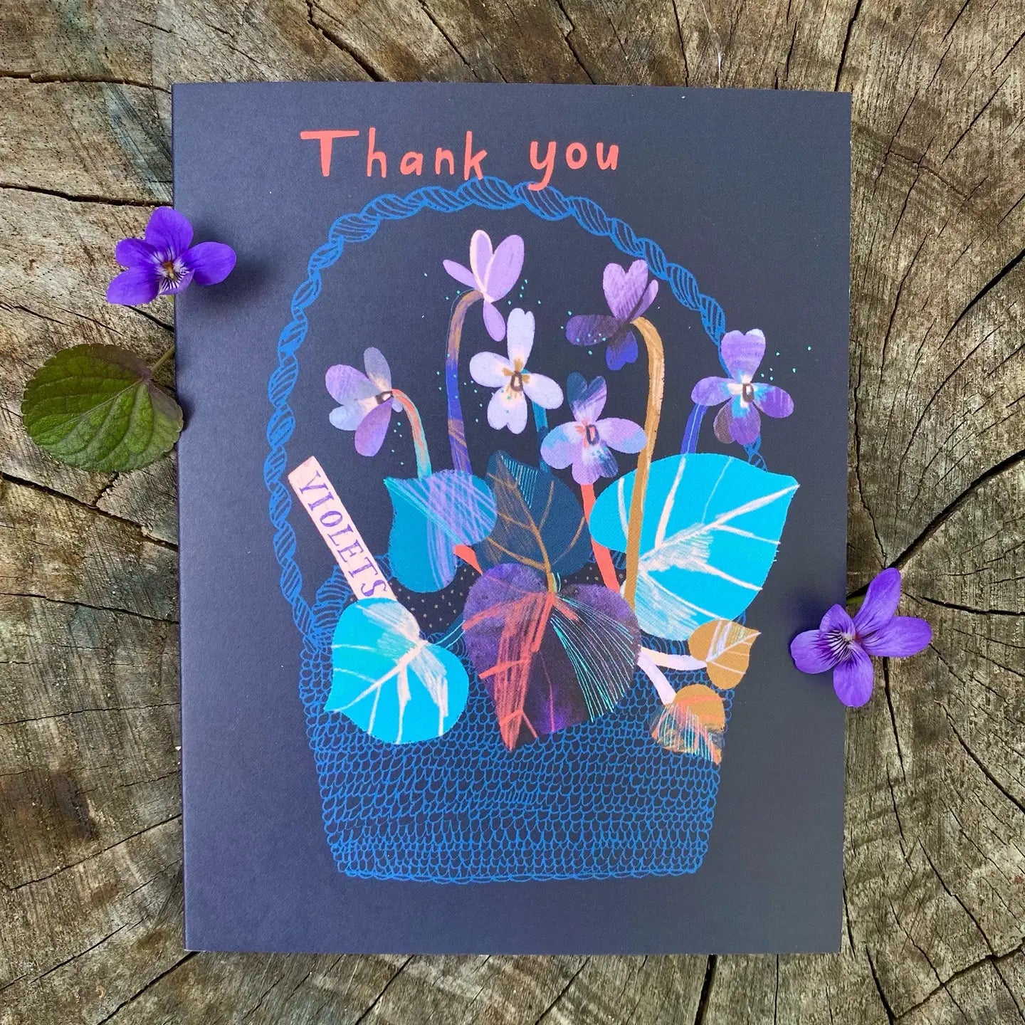 Violets Thank You Greeting Card