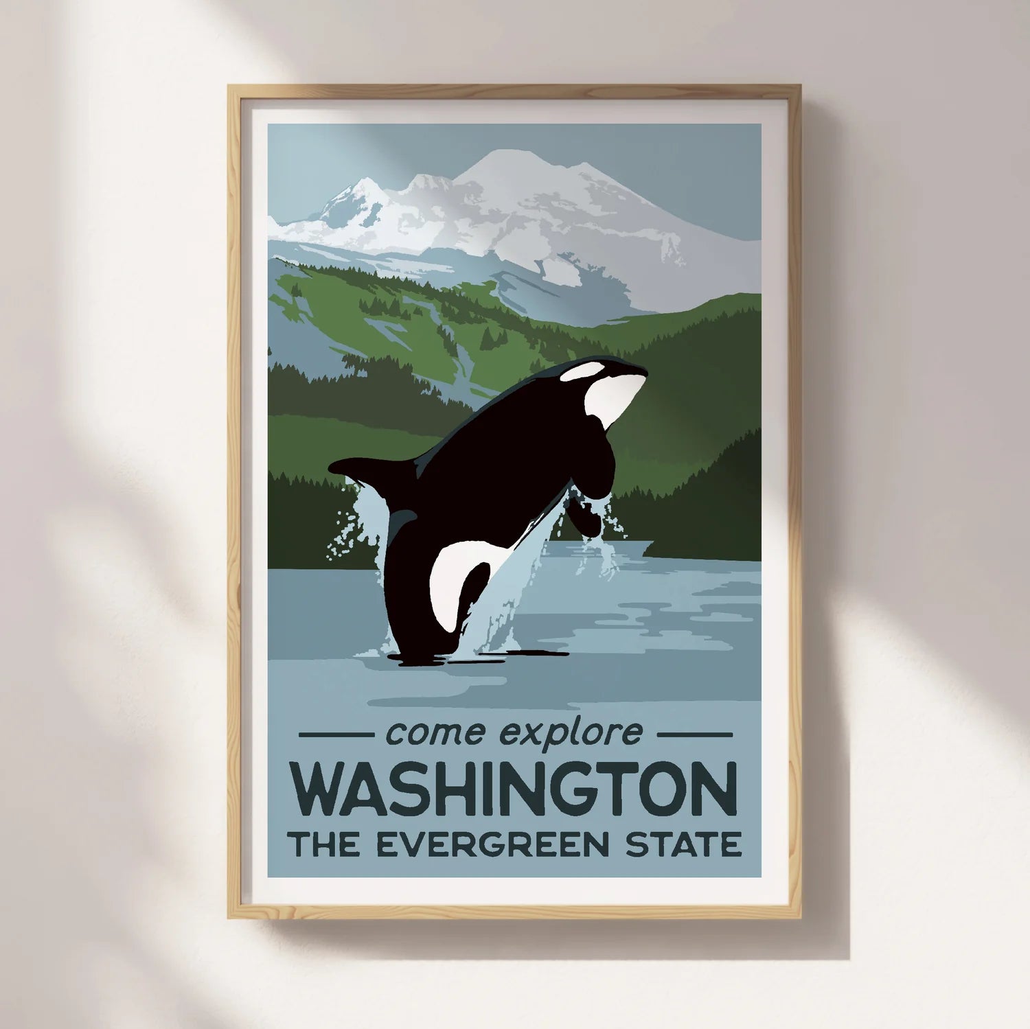 Washington State Orca Travel Poster