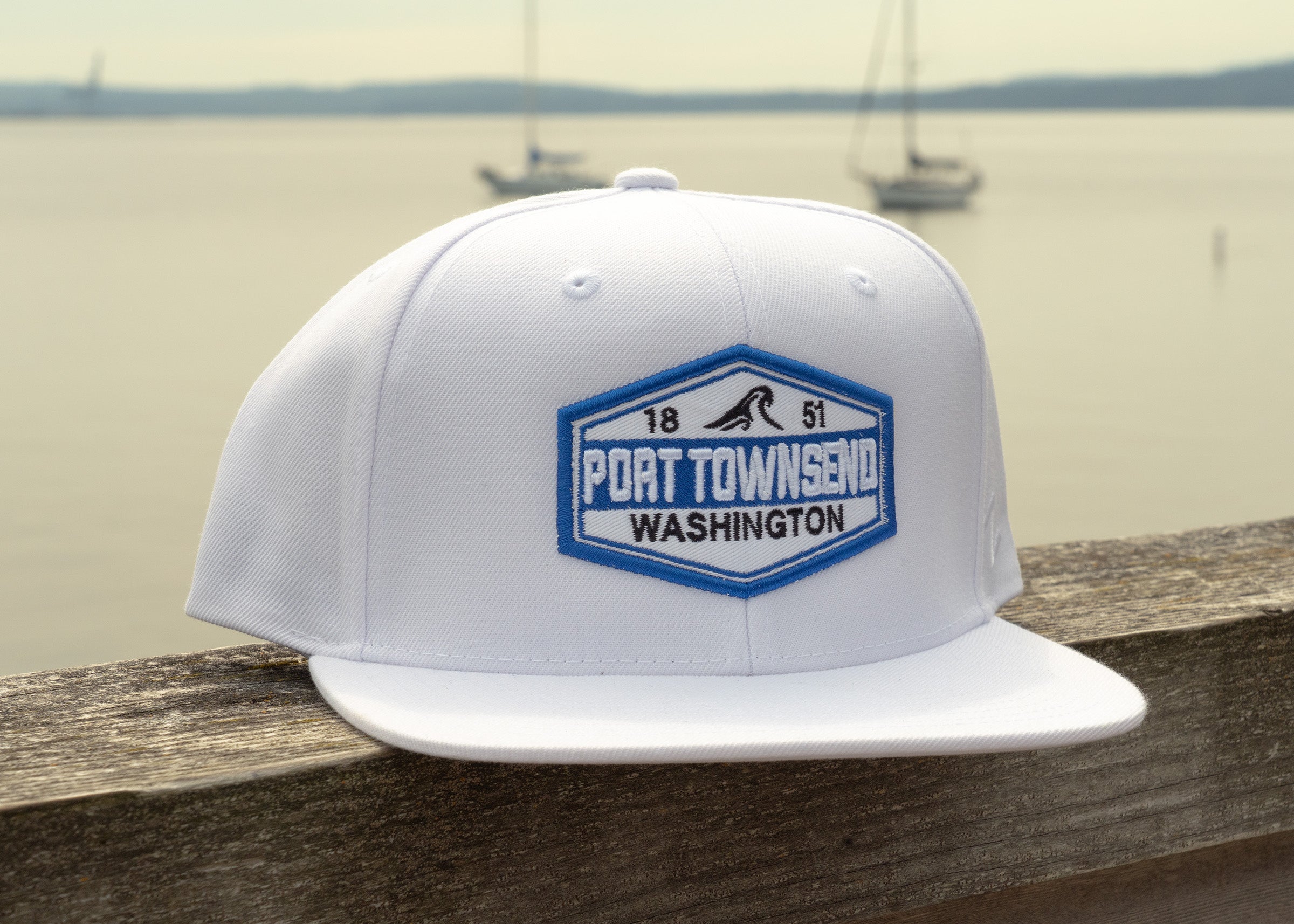 Port Townsend White Classic Flat Snapback Hat